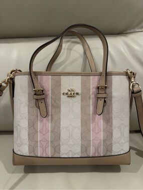 COACH Heritage Stripe Signature Horse & Carriage Satchel